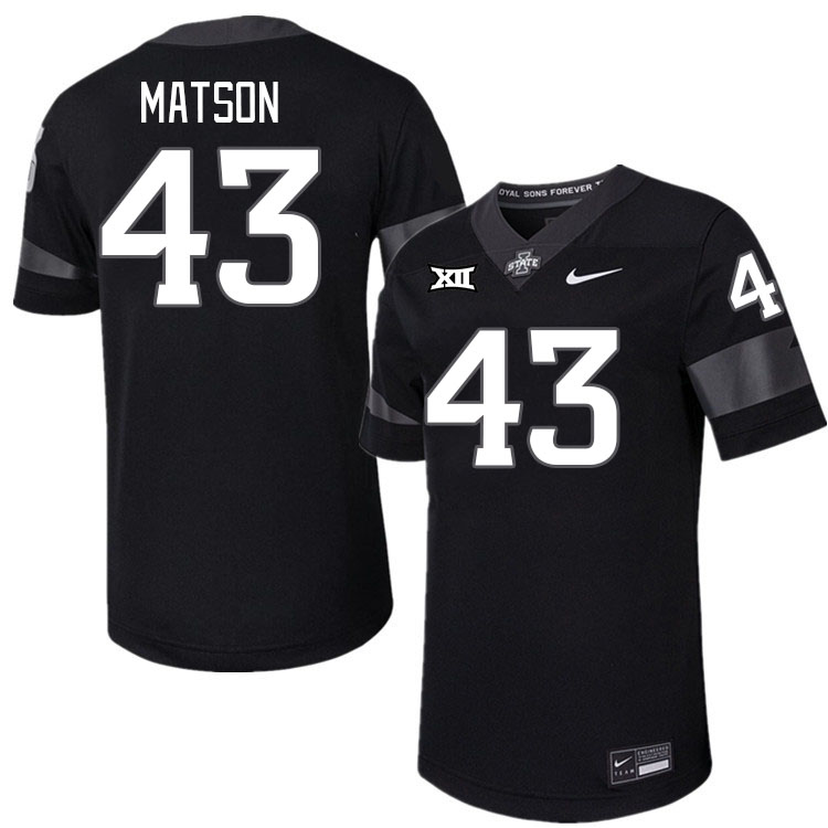 Men #43 Caden Matson Iowa State Cyclones College Football Jerseys Stitched-Black